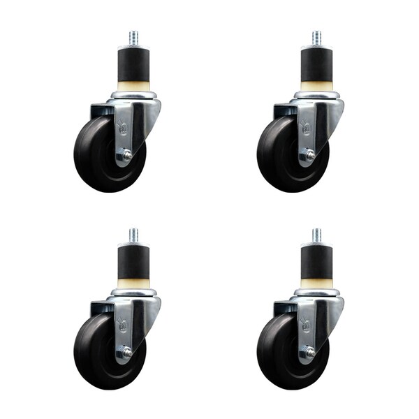 Service Caster 3.5'' SS Soft Rubber Wheel Swivel 1-7/8'' Expanding Stem Caster Set, 4PK SCC-SSEX20S3514-SRS-178-4 - main